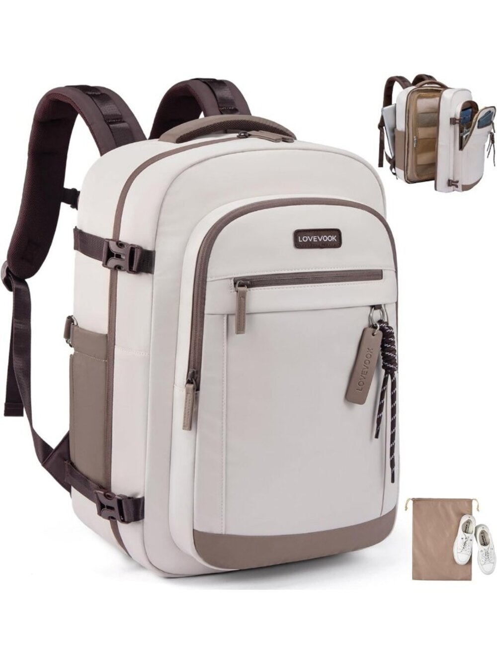 Stylish 40L Travel Backpack for Women, Airline Approved Carry-On, Fits 15.6
